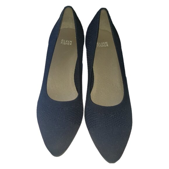 Sh121 Eileen Fisher Navy Blue Mesh Pumps Size 10 - Picture 1 of 11
